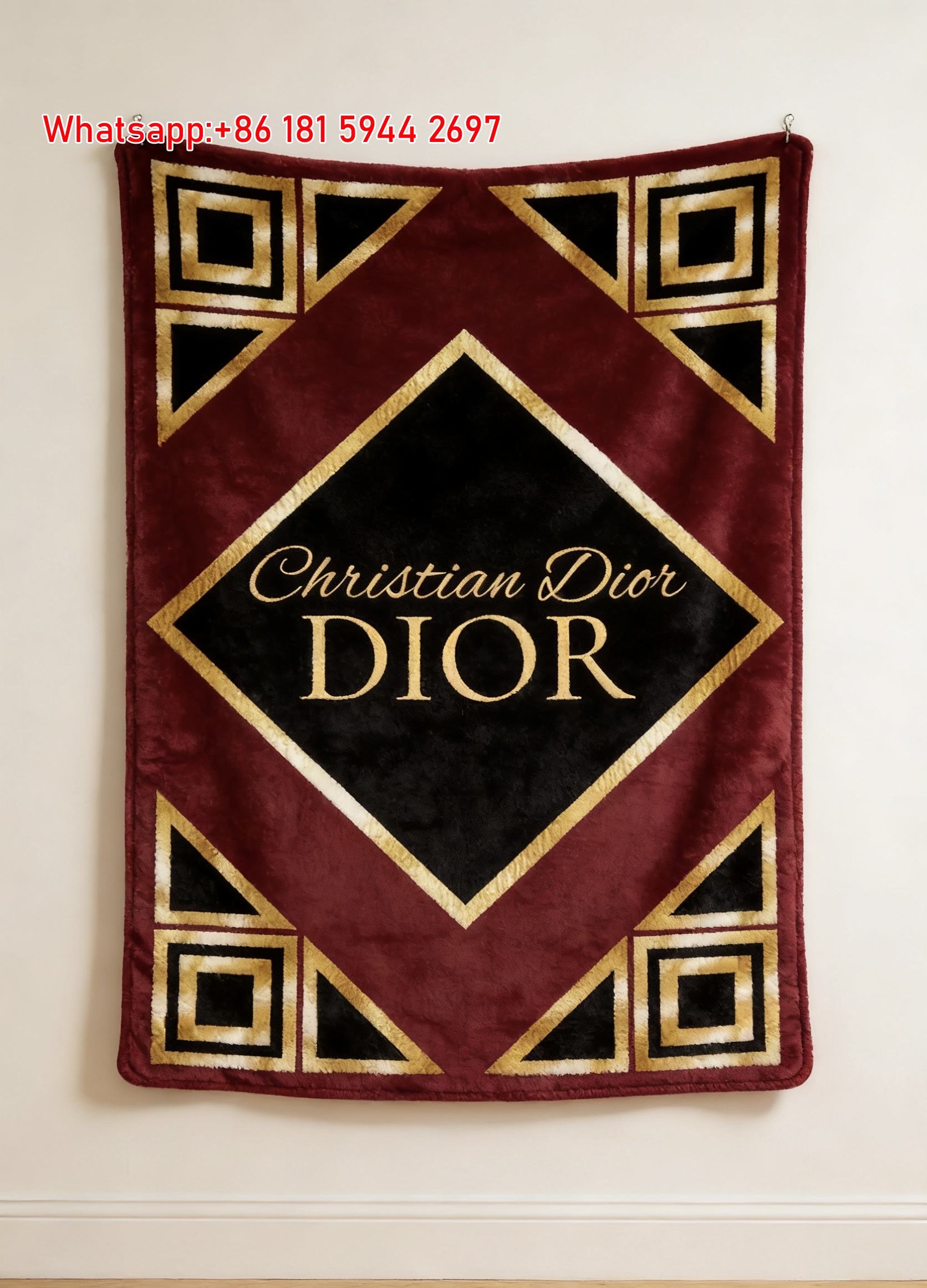 Dior Art Deco Geometric Flannel Sofa Throw Blanket D430